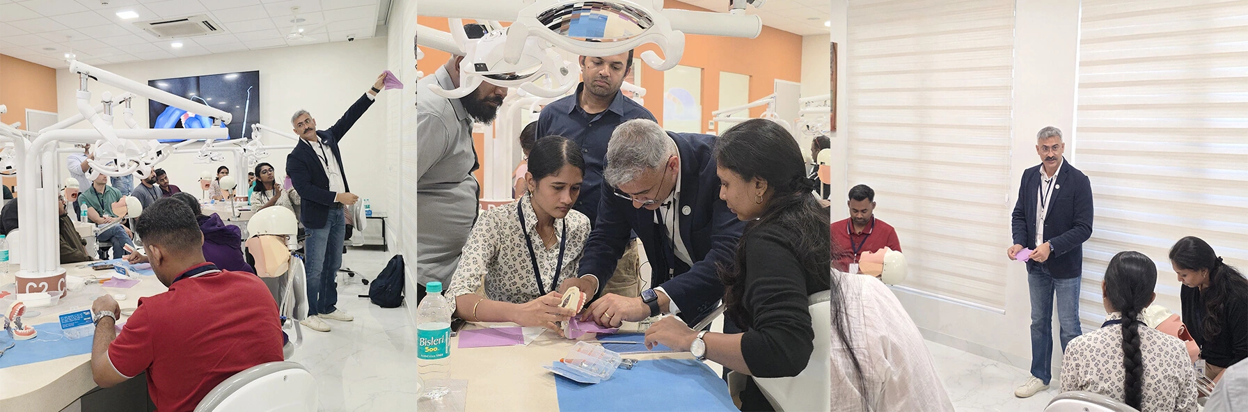 Dr. Vishal Gupta teaching direct composite and rubber dam techniques